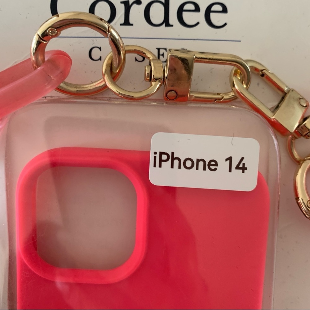 Pink Crossbody iPhone 14 Phone Case Chain link Strap - Picture 3 of 14